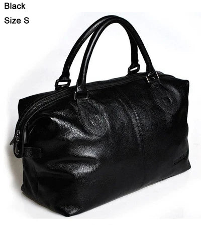 Fashion Genuine Leather Travel Bag Men's Luggage Bags Large Male Duffle Bag weekend Women Shoulder Bag Big Tote Handbag Black
