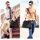 Fashion Genuine Leather Travel Bag Men's Luggage Bags Large Male Duffle Bag weekend Women Shoulder Bag Big Tote Handbag Black