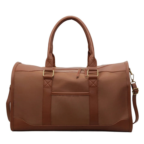 Elegant Leather Travel Bag – Adjustable, Large Capacity Weekend Bag with Zipper Closure and Durable Leather Straps