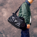 Organizers designers handmade genuine leather large-capacity men's travel bags outdoor fitness soft cow leather black handbag