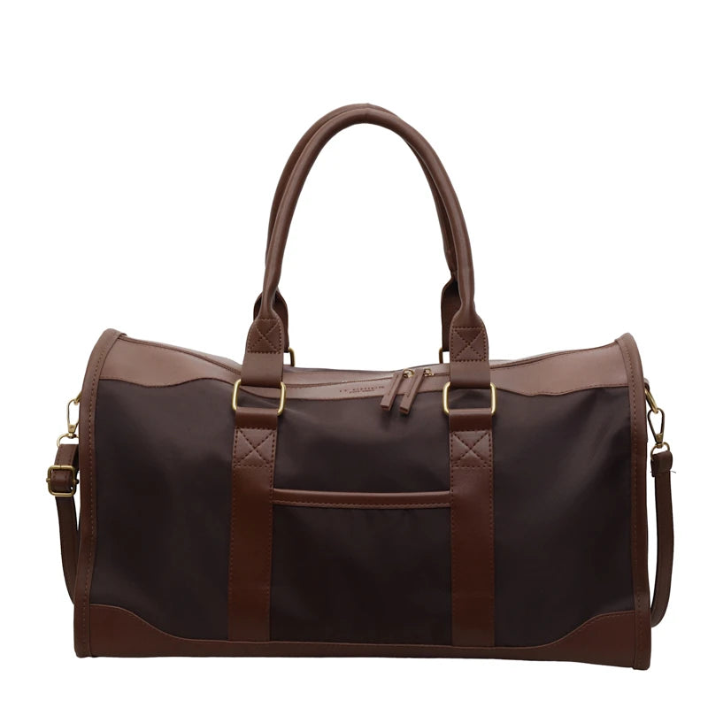 Elegant Leather Travel Bag – Adjustable, Large Capacity Weekend Bag with Zipper Closure and Durable Leather Straps