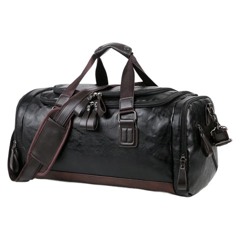 Genuine Split Leather Travel Bag for Men - Large Capacity Water-Resistant Gym Duffel Bag for Business Trip & Sports