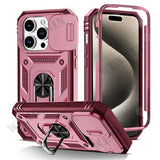 Case For iPhone 17 16 16e 15 14 13 12 11 Pro Max Plus Mini XS XR 8 Plus 8 7 SE Heavy Duty with Camera 360 Degree Kickstand Cover