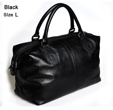 Fashion Genuine Leather Travel Bag Men's Luggage Bags Large Male Duffle Bag weekend Women Shoulder Bag Big Tote Handbag Black