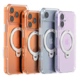Suitable for iPhone 17,16,15 series, 360° rotating transparent protective phone case with stand, shockproof and drop-resistant