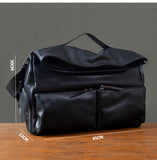 Organizers designers handmade genuine leather large-capacity men's travel bags outdoor fitness soft cow leather black handbag