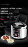 12V 24V Portable Electric Rice Cooker 2L Timing Reservation Food Heating Cooking Steamer Soup Stew Pot Steamer Cooker