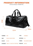 Leather Travel Duffel Bag for Men Women, Vintage Waterproof Bag with Shoe Pouch, Overnight Gym Sports Carry-On Weekend Tote Bag