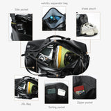 Leather Travel Duffel Bag for Men Women, Vintage Waterproof Bag with Shoe Pouch, Overnight Gym Sports Carry-On Weekend Tote Bag