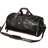 Genuine Split Leather Travel Bag for Men - Large Capacity Water-Resistant Gym Duffel Bag for Business Trip & Sports