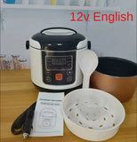 12V 24V Portable Electric Rice Cooker 2L Timing Reservation Food Heating Cooking Steamer Soup Stew Pot Steamer Cooker