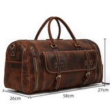 Large Travel Bag Genuine Leather Vintage Style Luggage Bags Men Male Duffle Bags Travelling Bag Weekender Bags for Man