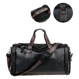 Genuine Split Leather Travel Bag for Men - Large Capacity Water-Resistant Gym Duffel Bag for Business Trip & Sports