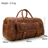 Large Travel Bag Genuine Leather Vintage Style Luggage Bags Men Male Duffle Bags Travelling Bag Weekender Bags for Man