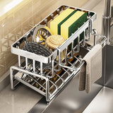 Kitchen Sponge Rack Drain Water Place Dish Soap Organize Rags Multi Functional Large Capacity Countertop and Store Items