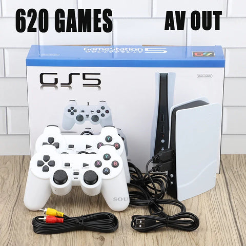 New GS5 Pro Video Game Console With 620 Classic Game 8 Bit TV Consola Retro Handheld Kids USB Two Wired Gaming Player AV Output