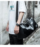 Leather Travel Duffel Bag for Men Women, Vintage Waterproof Bag with Shoe Pouch, Overnight Gym Sports Carry-On Weekend Tote Bag