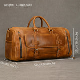 Large Travel Bag Genuine Leather Vintage Style Luggage Bags Men Male Duffle Bags Travelling Bag Weekender Bags for Man