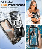IP68 Waterproof Case For iPhone 17 16 15 Pro Max Plus Full Body Protective Cover Swim Underwater Diving Magsafe Magnetic Fundas
