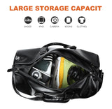 Leather Travel Duffel Bag for Men Women, Vintage Waterproof Bag with Shoe Pouch, Overnight Gym Sports Carry-On Weekend Tote Bag