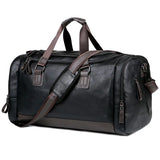 Genuine Split Leather Travel Bag for Men - Large Capacity Water-Resistant Gym Duffel Bag for Business Trip & Sports
