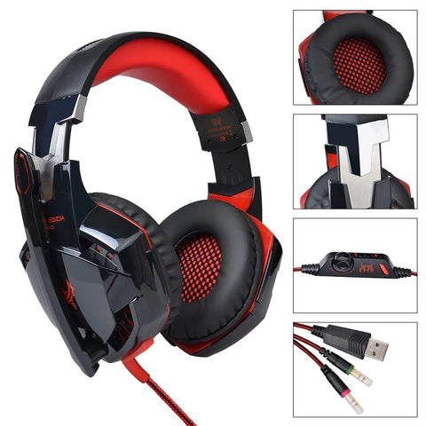 Wired Gaming Headsets Big Headphones with Led Light Mic Stereo Earphones Deep Bass for PC Computer Gamer Laptop PS4 New X-BOX