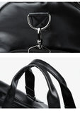 Leather Travel Duffel Bag for Men Women, Vintage Waterproof Bag with Shoe Pouch, Overnight Gym Sports Carry-On Weekend Tote Bag