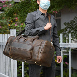 Large Travel Bag Genuine Leather Vintage Style Luggage Bags Men Male Duffle Bags Travelling Bag Weekender Bags for Man