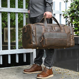 Large Travel Bag Genuine Leather Vintage Style Luggage Bags Men Male Duffle Bags Travelling Bag Weekender Bags for Man