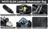 Leather Travel Duffel Bag for Men Women, Vintage Waterproof Bag with Shoe Pouch, Overnight Gym Sports Carry-On Weekend Tote Bag