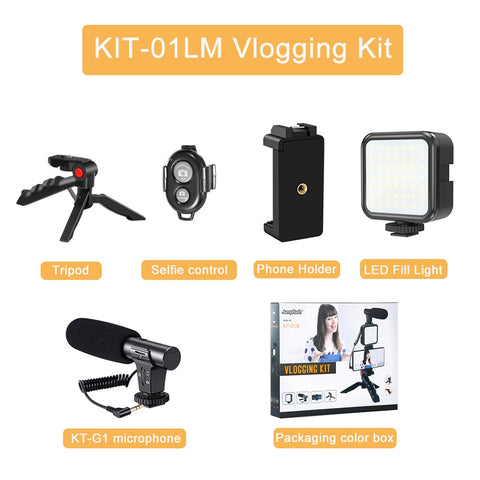MAMEN Portable Vlogging Kit Video Making Equipment with Tripod Bluetooth Control for SLR Camera Smartphone Youtube Photography