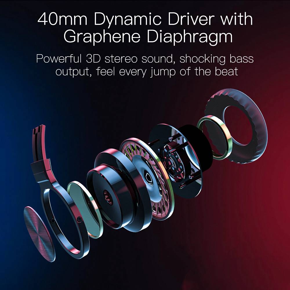 AIRAUX ER1 Bluetooth-compatible Wireless Headphones HiFi Stereo Music Headset RGB HD Call TF Card Earphone