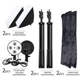 Photo Studio 4pc LED 15W Softbox Kit Photographic Lighting Kit Camera Photo Accessories 1pc Light Stand 1pc Softbox for Shooting