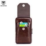 BULLCAPTAIN Genuine Leather Men&#39;s Waist Packs Phone Pouch Bags Waist Bag Male Small chest Shoulder Belt Bag small Waist Packs