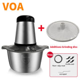 VOA 2 Speeds Electric Chopper Stainless Steel Meat Grinder Mincer Food Processor Slicer  2LCapacity Baby Supplement Machine