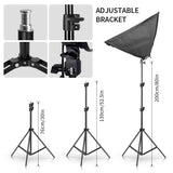 Photo Studio 4pc LED 15W Softbox Kit Photographic Lighting Kit Camera Photo Accessories 1pc Light Stand 1pc Softbox for Shooting