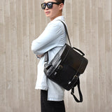 Vintage Leather Backpack Women Fashion Large Drawstring Rucksack School Travel Bag For Teenage Girls mochilas Black Brown XA480H