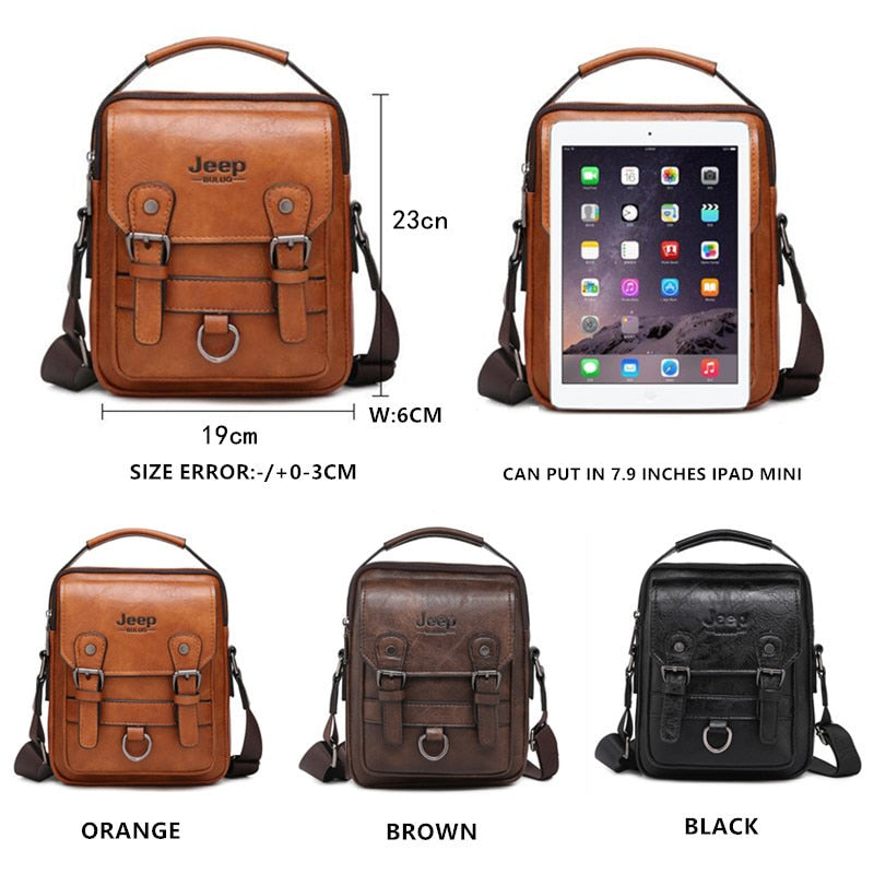JEEP BULUO Multi-function Business Handbags Men New Man&#39;s Shoulder Bag Large Capacity Leather Messenger Bag Crossbody Big Brand