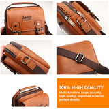 JEEP BULUO Multi-function Business Handbags Men New Man&#39;s Shoulder Bag Large Capacity Leather Messenger Bag Crossbody Big Brand