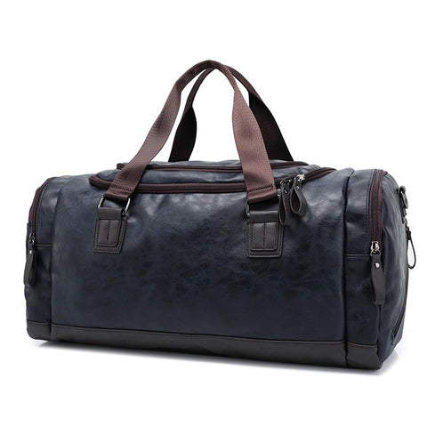 2021 Casual Travel Duffel Bag PU Leather Men Handbags Big Large Capacity Travel Bags Black Mens Messenger Bag Tote