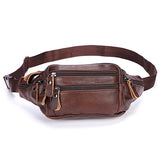 Fashion Men Genuine Leather Fanny Bag for Phone Pouch Male Leather Messenger Bags Brand Fanny Pack Male Travel Waist Bag Men