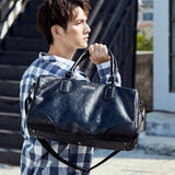 Black Men Travel Duffle Bags Waterproof PU Leather Handbags Shoulder Bag For Man Totes Large Capacity Hand Weekend Bag XA620ZC