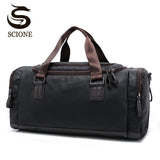 2021 Casual Travel Duffel Bag PU Leather Men Handbags Big Large Capacity Travel Bags Black Mens Messenger Bag Tote