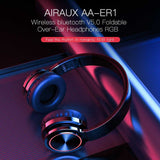 AIRAUX ER1 Bluetooth-compatible Wireless Headphones HiFi Stereo Music Headset RGB HD Call TF Card Earphone