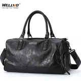 Black Men Travel Duffle Bags Waterproof PU Leather Handbags Shoulder Bag For Man Totes Large Capacity Hand Weekend Bag XA620ZC