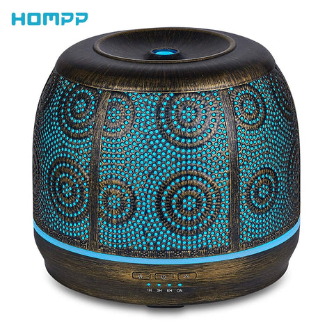 Metal Aromatherapy Essential Oil Diffuser,Humidifier,Ultrasonic,Cool Mist,Time Setting,Color Light Changing,Waterless Off 500ml