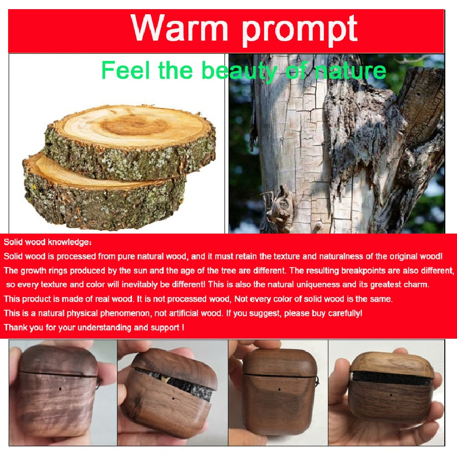 New earpods case for apple airpod case box voor airpods pro case solid wood shell case Portable shell for airpod accessories