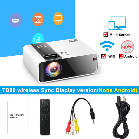 ThundeaL HD Mini Projector TD90 Native 1280 x 720P LED WiFi Projector Home Theater Cinema 3D Smart 2K 4K Video Movie Proyector