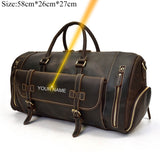 Vintage Crazy Horse leather Travel Bag With Shoe Pocket 20 inch big capacity Real Leather Weekend luuage Bag large Messenger Bag
