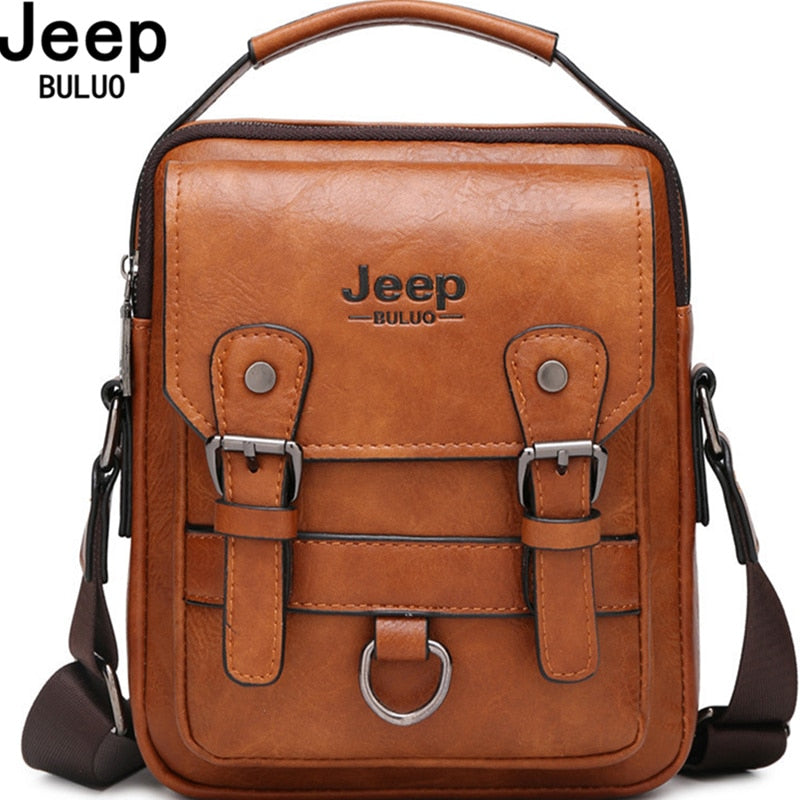 JEEP BULUO Multi-function Business Handbags Men New Man&#39;s Shoulder Bag Large Capacity Leather Messenger Bag Crossbody Big Brand